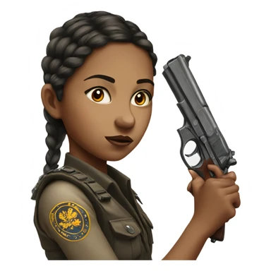 realistic portrait of girl with pistol sticker