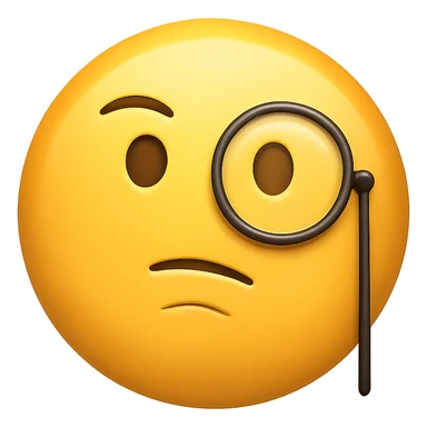 face with monocle emoji, digital illustration, no background sticker