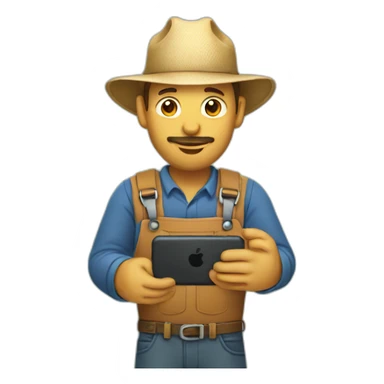 farmer holding smartphone sticker