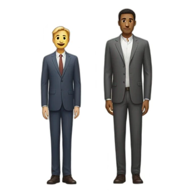 tiny man next to tall man sticker