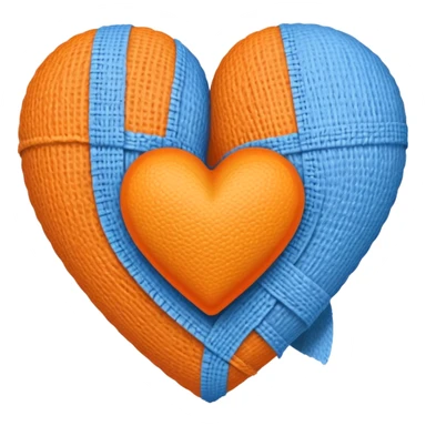 Half blue half orange heart split vertically add a bandage wrapped around the heart  sticker