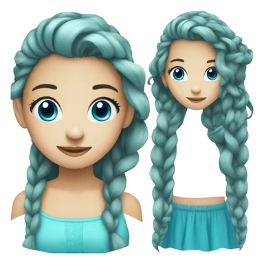 Cyan hair,girl,blue eyes,pigtails,long hair sticker