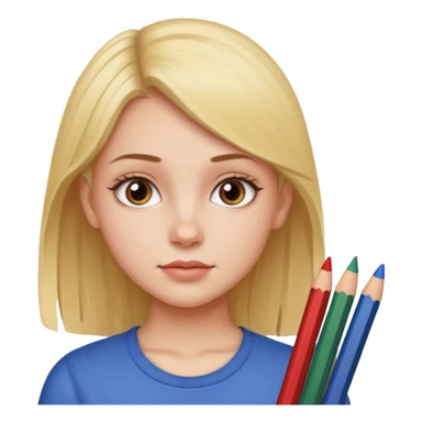 Girl coloring with pencils sticker
