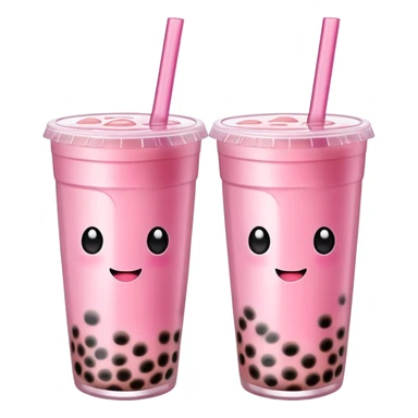 2 pink cups with boba tea sticker