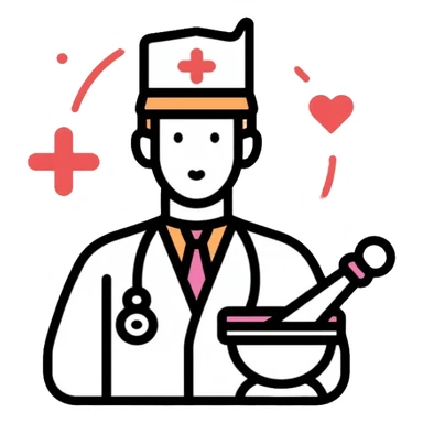 Pharmacist professional with mortar and pestle sticker