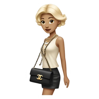 Blonde Chanel Asian Girl with Birkin bag and Chanel necklace sticker