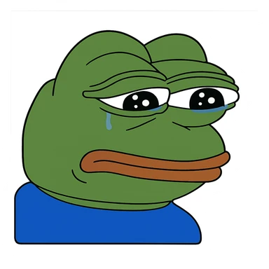 sad Пэпэ meme with teary eyes and a frown sticker
