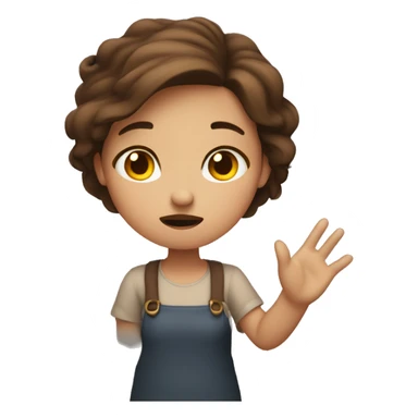 Brown haired girl shrugging with her hand up annoyed  sticker