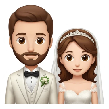 Groom with brown hair and short beard and bride with long brown hair  sticker