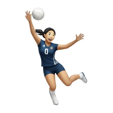 asian female volleyball player jumping spike sticker