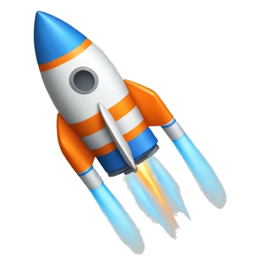 rocket with blue and orange stripes sticker
