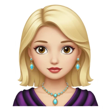 fancy blonde hair girl with makeup and jewellery sticker