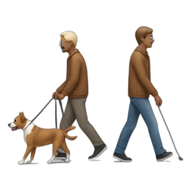 blind man walking a dog sticker