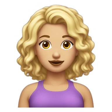 Chica gordita rubia pelo rizado con ropa lila sticker