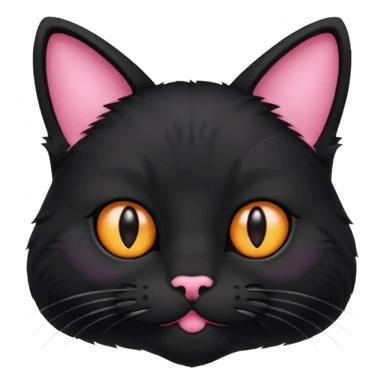 Black cat head with pink node on his ear sticker