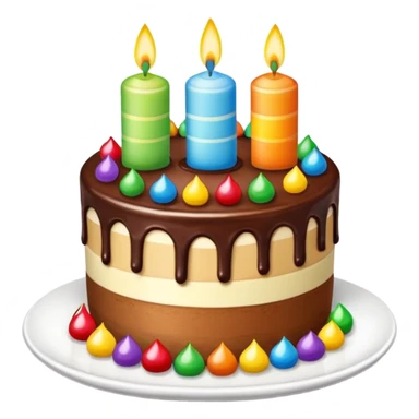 creame una chocotortaa de cumpleaños con velitas arcoiris sticker