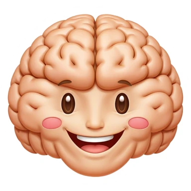 A happy, healthy brain with a smiling face, looking vibrant and energetic sticker