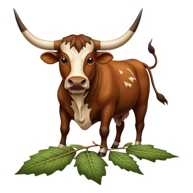 Longhorn Bull stomping on buckeye leaf sticker