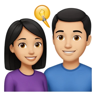 light skin black hair woman talking with a light skin black hair man, we're face to face and happy sticker