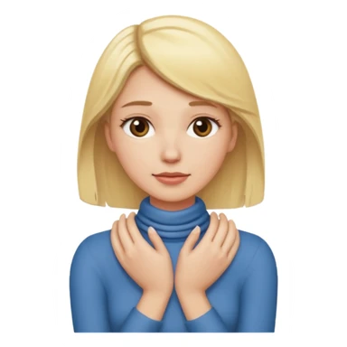 a blonde, white woman gripping hands around her neck sticker