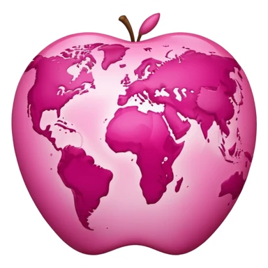 hot pink and light pink planet earth, apple emoji style sticker