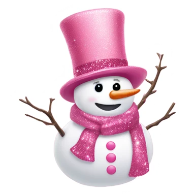 Rose pink snowman with glitter  sticker