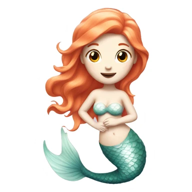 Pale white Mermaid with orange hair and pink tail sticker