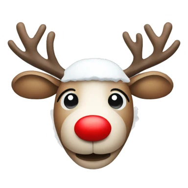 Reindeer with a circle red nose and snow on its head  sticker