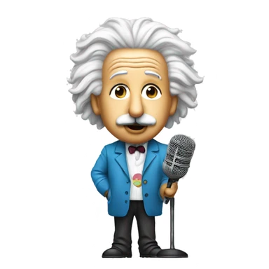 einstein in pop clother with mic sticker