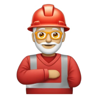 Industrial professional senior mechanical assembler working on the assembly of heavy machinery with a red outfit sticker