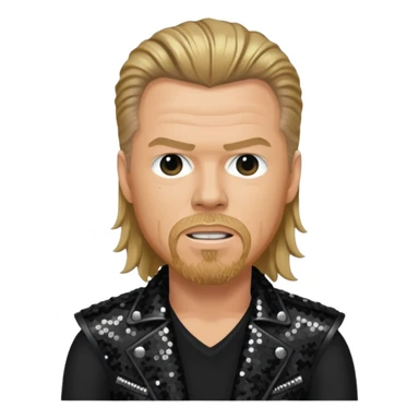 James Hetfield with long dark blonde hair, black sequin outfit  sticker