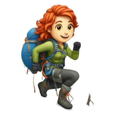 Female winter mountain climber red hair climbing with Greek flag Easter eggs sticker