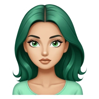 glamorous white fashion model wearing mint green top, with dramatic long eyelashes sticker