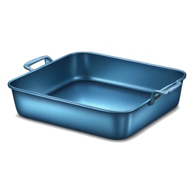 Realistic empty metallic blue baking pan with handles. sticker