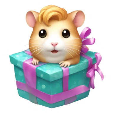 hamster mermaid with a gift sticker