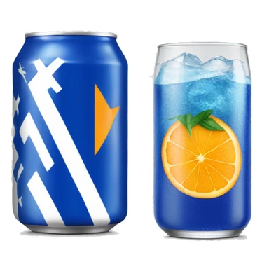 Blue Fanta can with Greek flag on it and a glass next to it sticker