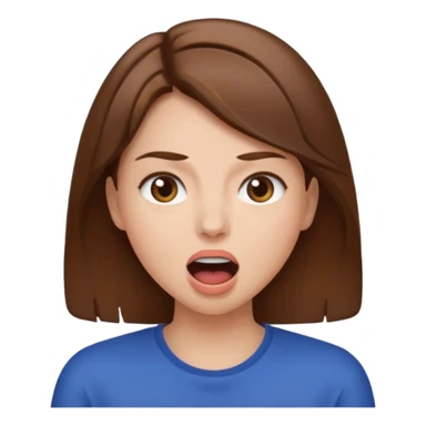 Woman brown hair. Mouth open. Not smiling sticker