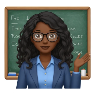 Black women teacher with black long  wavy hair chalkboard background sticker