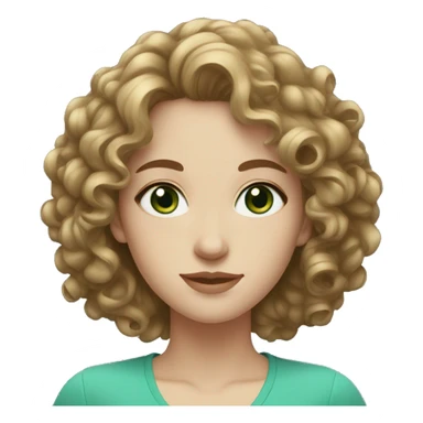 White woman, blue-green eyes,brunnete curly medium hair sticker