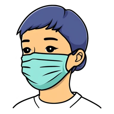 disposable surgical face mask for covid protection, isolated sticker