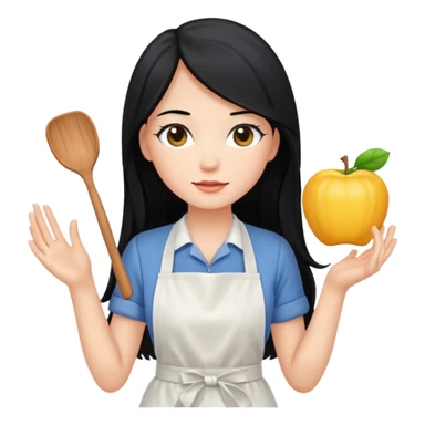 long black hair woman with apron sticker