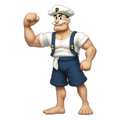 popeye the sailor show his left arm，full-body sticker