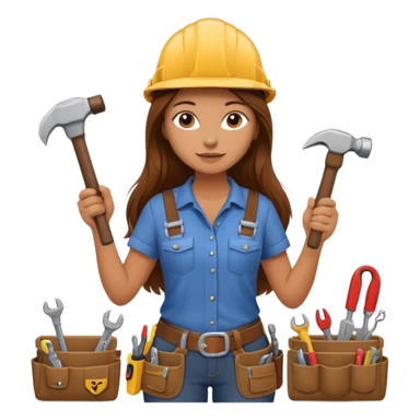 beautiful girl with long brown hair constructing new bedroom sticker