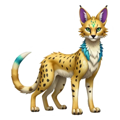 Epic Edgy Colorful ethereal eldritch Sergal-Serval-Fionbri full body sticker