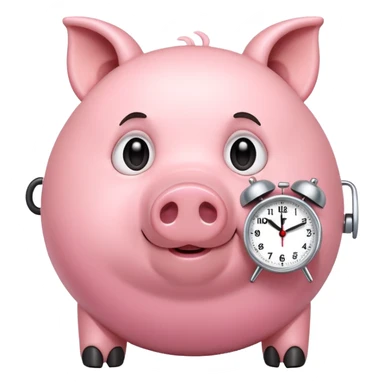 Pig waking up to alarm clock sticker