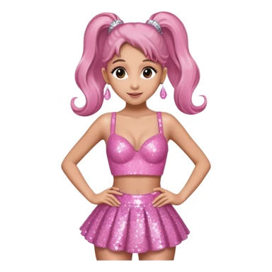 Ariana Grande with pink sequin bra, pink sequin skirt  sticker