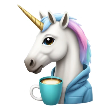 Unicorn with hoodie and coffee sticker