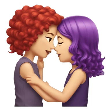 girl with red hair kissing girl with purple hair  sticker