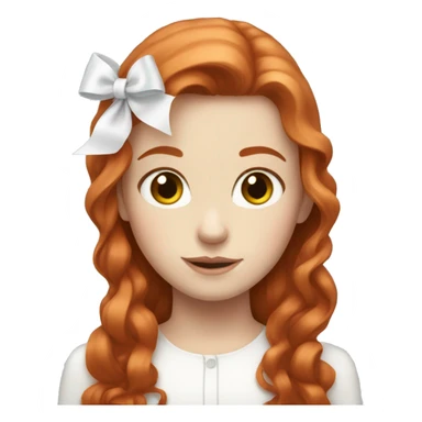 Red-haired girl with long hair and a white bow in hair with pale skin sticker