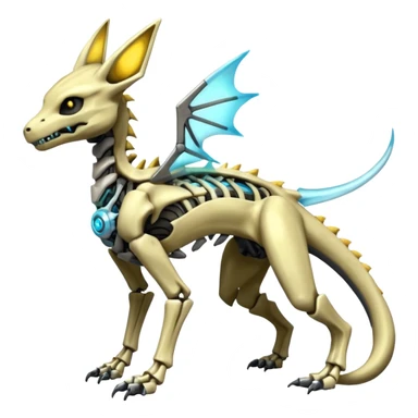 futuristic Skeleton-Cyborg-Manectric-Electrike-Salandit-Cubone-Umbreon-Marowak-Draco-Fakémon-hybrid-creature (full body), 4 legs sticker